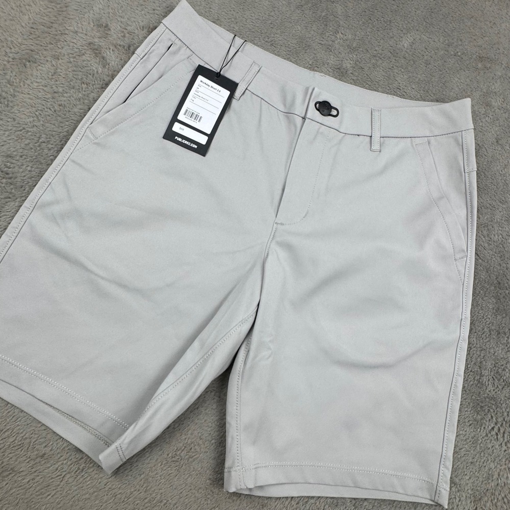 Public Rec Workday Short 2.0 Mens 28‎ Fog Gray NEW Chino Golf Tech WKDYST2FG28